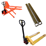 Pallet jacks are the most basic form of a forklift and are intended to move pallets within a warehouse. A forklift is a powered industrial truck used to lift and move materials over short distances.
