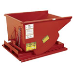 Self-dumping hoppers allow for safe and easy loading, transporting and dumping of material.