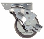 3J25CGSB 3" Cushion Grey Rubber Swivel Caster Wheel Brake