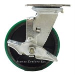 4AEMISB 4" x 2" Swivel Plate Caster w/ Brake, Polyurethane on Cast Iron Wheel