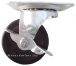 4PUHRSB 4" Swivel Caster Hard Rubber Wheel Brake