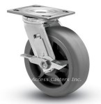 4SPRFSB 4" x 2" Swivel Plate Caster with Brake, TPR Flat Wheel