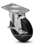 4SRERSB 4" Swivel Caster with Brake Soft Rubber Wheel