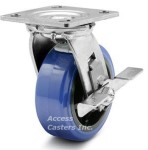 5AEMPSB 5" x 2" Swivel Plate Caster with Brake, Poly on Poly Wheel