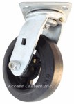 5PRCS 5" x 2" Swivel Plate Caster, Mold on Rubber on Cast Iron Wheel