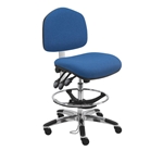 Fabric ESD Wide Chair With Adj.Footring and Aluminum Base, 25"-35" H  Three Lever Control