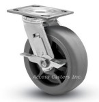 8SPRFSB 8" x 2" Swivel Plate Caster with Brake, TPR Flat Wheel