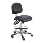Cleanroom ESD Chair With Adj.Footring and Aluminum Base, 23"-33" H  Three Lever Control