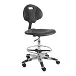 Urethane Chair With Adj.Footring and Aluminum Base, 17"-25" H