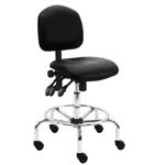 Vinyl ESD Chair With Adj.Footring and Chrome Base, 17"-25" H  Three Lever Control