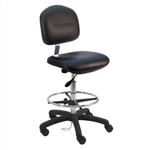 Cleanroom ESD Chair With Adj.Footring and Nylon Base, 19"-27" H  Single Lever Control