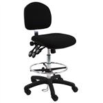 Fabric ESD Chair With Adj.Footring and Nylon Base, 19"-27" H  Three Lever Control