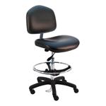 Cleanroom ESD Wide Chair With Adj.Footring and Nylon Base, 20"-28" H  Single Lever Control