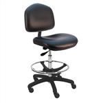 Vinyl ESD Wide Chair With Adj.Footring and Nylon Base, 20"-28" H  Single Lever Control