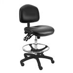 Cleanroom Wide Chair With Adj.Footring and Nylon Base, 21"-29" H  Three Lever Control