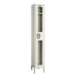 Hallowell Safety-View Locker, Single Tier 1-Wide, Parchment, 12 IN W x 72 IN H