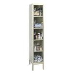 Hallowell Safety-View Locker, Five Tier 1-Wide, Parchment, 12 IN High