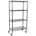 Olympic 18" Deep 4 Shelf Mobile Carts - Black - 18" x 24" x 59"