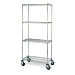 Olympic 18" Deep 4 Shelf Mobile Carts - Chrome - 18" x 30" x 79"