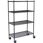 Olympic 18" Deep 4 Shelf Mobile Carts - Black - 18" x 36" x 59"