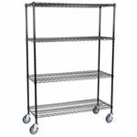 Olympic 18" Deep 4 Shelf Mobile Carts - Black - 18" x 48" x 59"